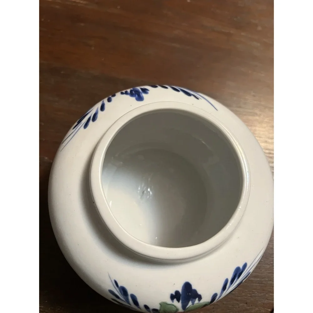 Hand painted Floral Lidded Jar For Jewelry Or Trinkets